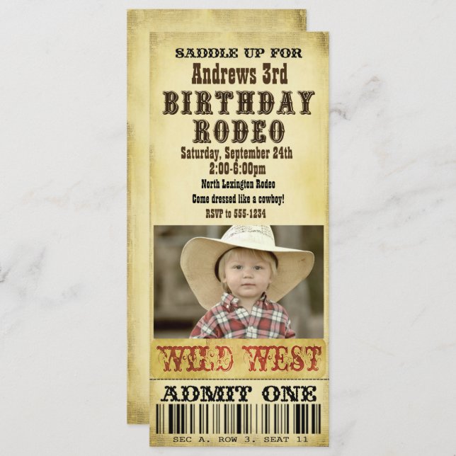 Rodeo Birthday Invitation (Front/Back)