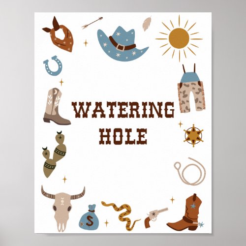 Rodeo Birthday Watering Hole water station sign