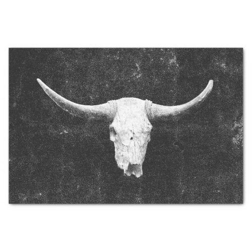 Rodeo Black And White Rustic Western Bull Skull Tissue Paper