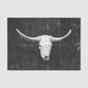 Rodeo Black And White Rustic Western Bull Skull Tissue Paper
