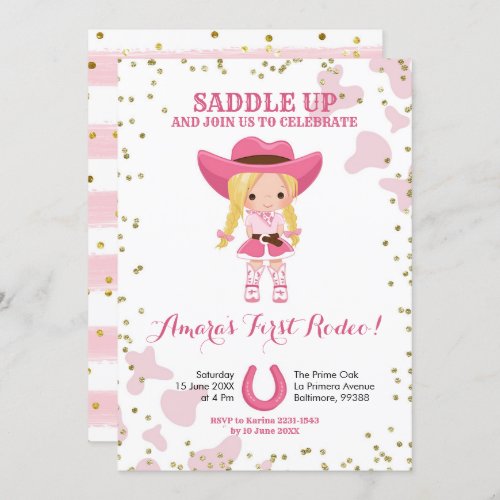 Rodeo blonde cowgirl birthday Invitation