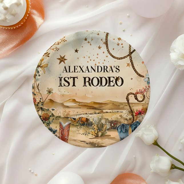 Rodeo Boots & Cactus 1st Birthday Paper Plates (Creator Uploaded)