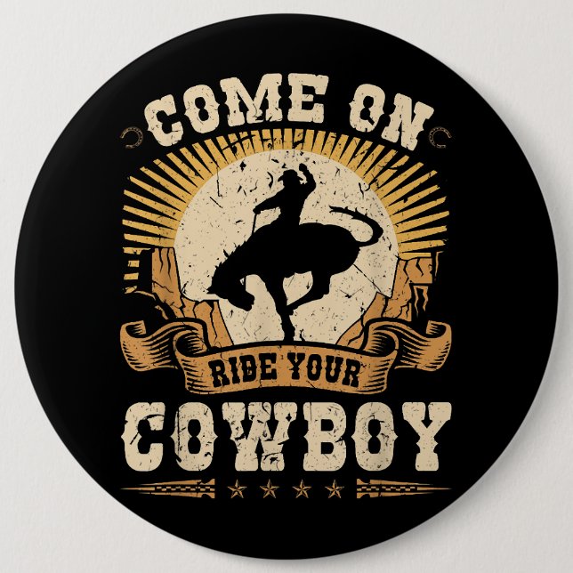 Rodeo Bronc Riding Ride Your Cowboy Bucking Horse  Button (Front)