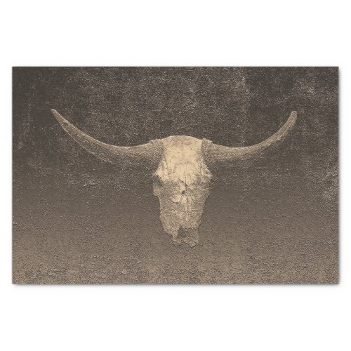 Rodeo Brown Art Texture Rustic Bull Skull Tissue Paper