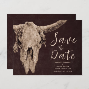 Rodeo Brown Bull Skull Budget Save The Date