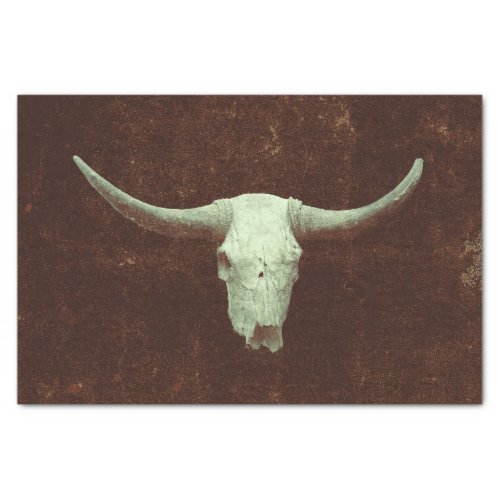 Rodeo Brown Rustic Western Texture Bull Cow Skull Tissue Paper