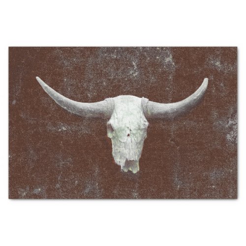 Rodeo Brown Texture Rustic Western Bull Skull Tissue Paper