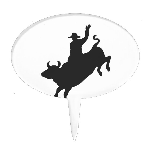 Rodeo Bull Ride silhouette Cake Topper (Front)
