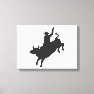 Rodeo Bull Ride silhouette Canvas Print