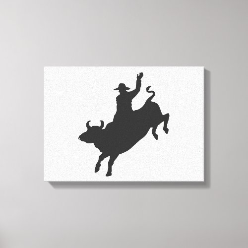 Rodeo Bull Ride silhouette Canvas Print