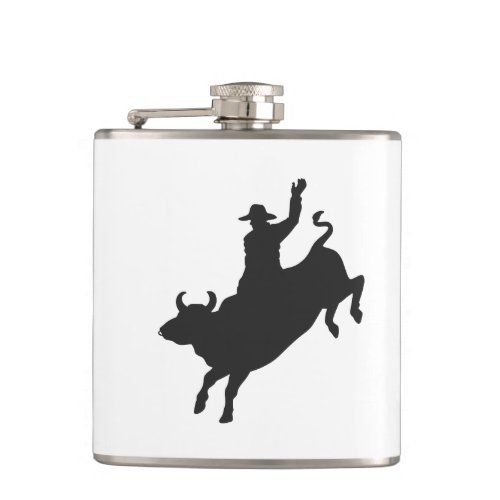 Rodeo Bull Ride silhouette Flask