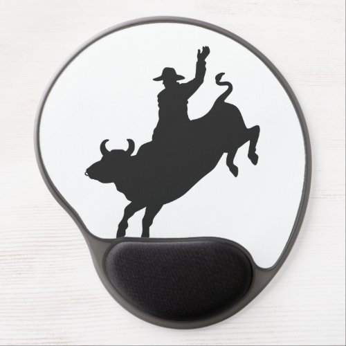 Rodeo Bull Ride silhouette Gel Mouse Pad