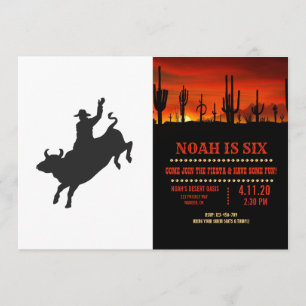 Rodeo Bull Ride silhouette Invitation