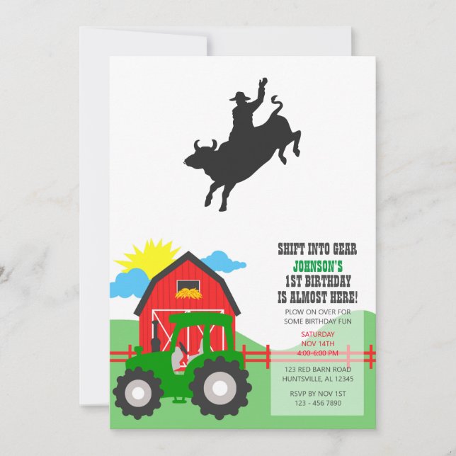 Rodeo Bull Ride silhouette Invitation (Front)