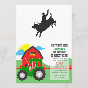 Rodeo Bull Ride silhouette Invitation