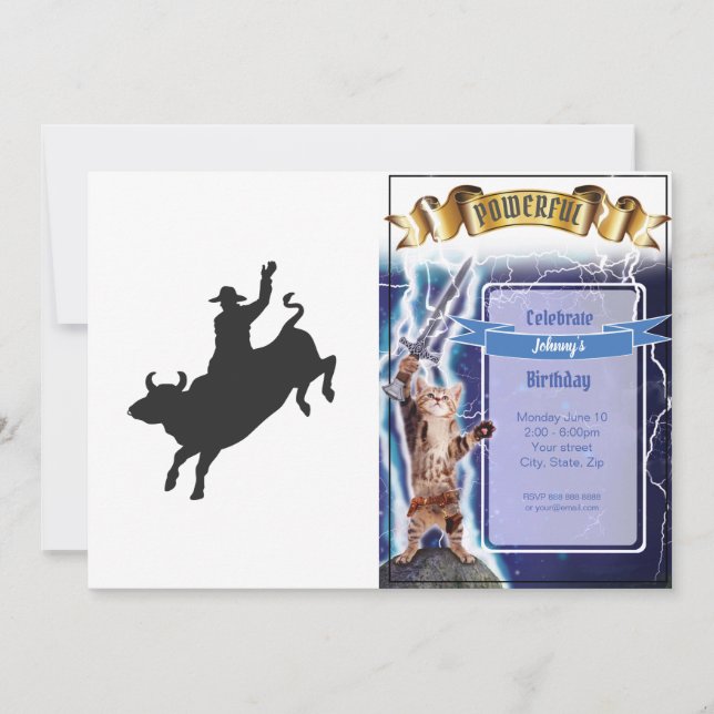 Rodeo Bull Ride silhouette Invitation (Front)