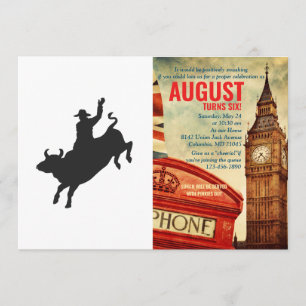 Rodeo Bull Ride silhouette Invitation