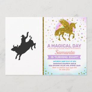 Rodeo Bull Ride silhouette Invitation