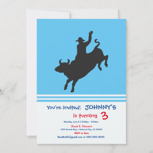 Rodeo Bull Ride silhouette Invitation