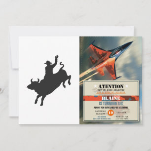 Rodeo Bull Ride silhouette Invitation