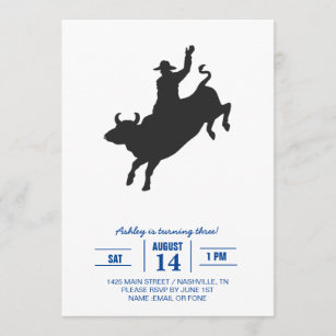 Rodeo Bull Ride silhouette Invitation