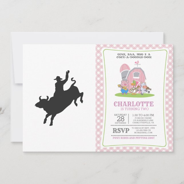 Rodeo Bull Ride silhouette Invitation (Front)