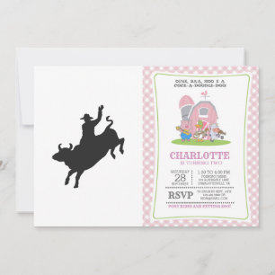 Rodeo Bull Ride silhouette Invitation