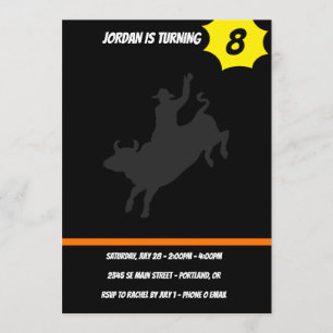 Rodeo Bull Ride silhouette Invitation
