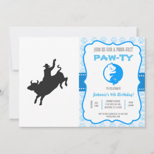 Rodeo Bull Ride silhouette Invitation