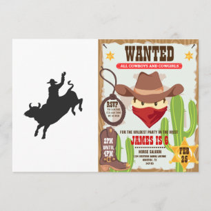 Rodeo Bull Ride silhouette Invitation