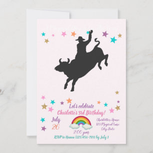 Rodeo Bull Ride silhouette Invitation