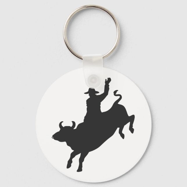 Rodeo Bull Ride silhouette Keychain (Front)