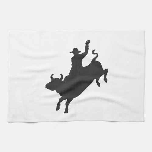 Rodeo Bull Ride silhouette Kitchen Towel