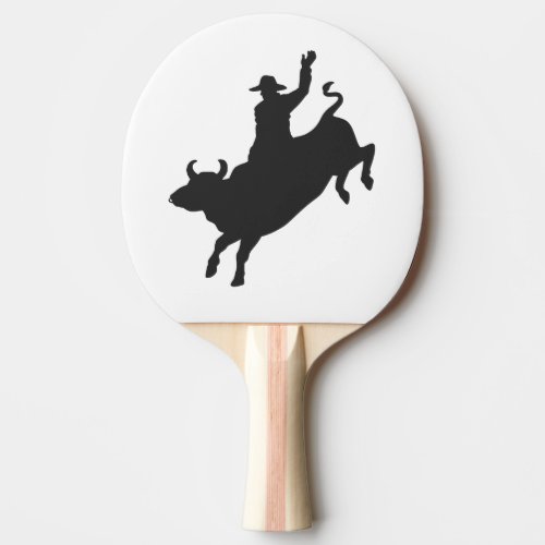 Rodeo Bull Ride silhouette Ping Pong Paddle