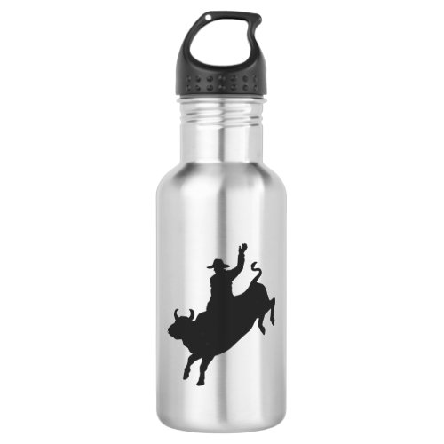 Rodeo Bull Ride silhouette Stainless Steel Water Bottle