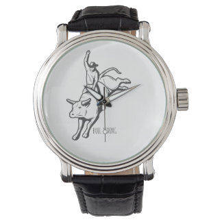 Rodeo Bull Rider Action Line Art Watch