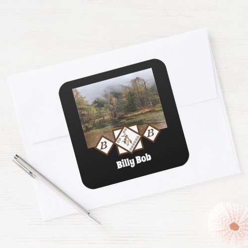 Rodeo Bull Rider and Longhorn Monogram Photo Square Sticker