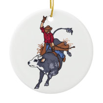 Rodeo Bull Rider Ceramic Ornament