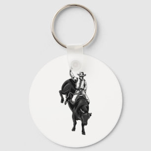 Rodeo Bull Rider For Cowboys Horseback Riding Hors Keychain
