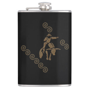Rodeo Bull Rider on a Longhorn Flask