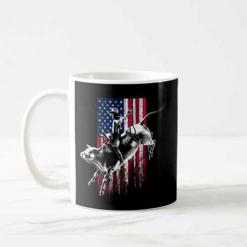 Rodeo Bull Rider Patriotic American Flag For Cowbo Coffee Mug