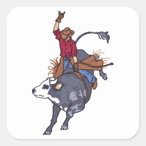 Rodeo Bull Rider Square Sticker