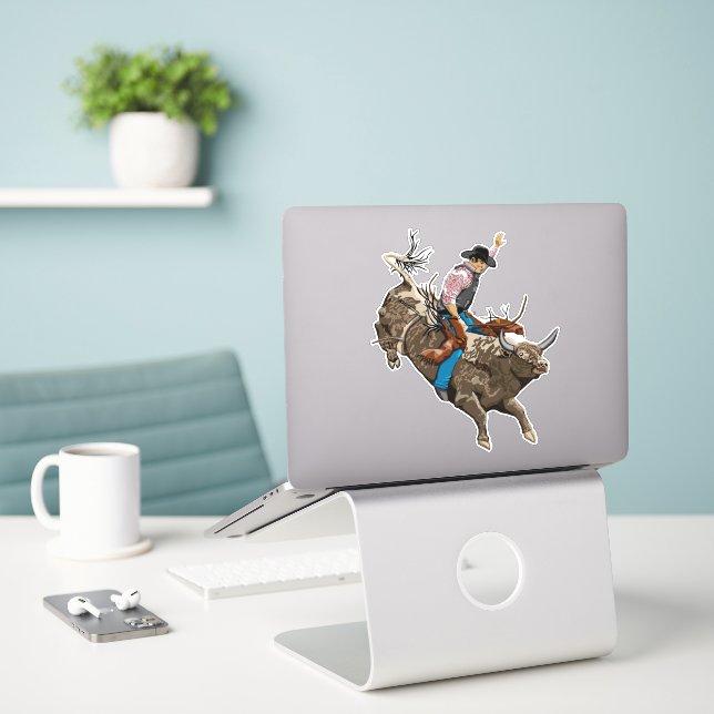 Rodeo bull rider sticker (Laptop On Desk)