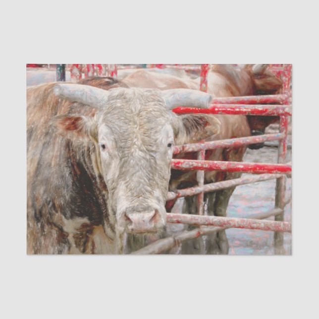 Rodeo Bull Rustic Country Western Tissue Paper (Front)