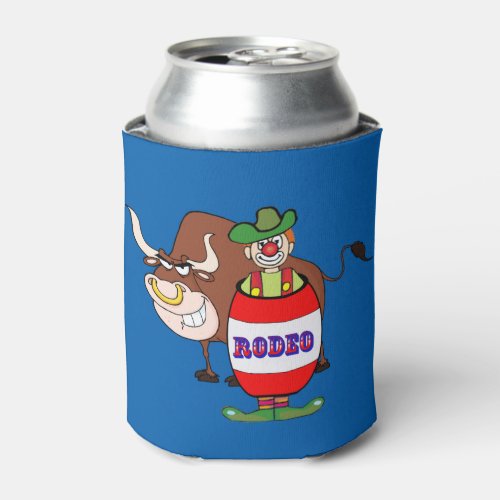 Rodeo Clown and Bull Can Cooler