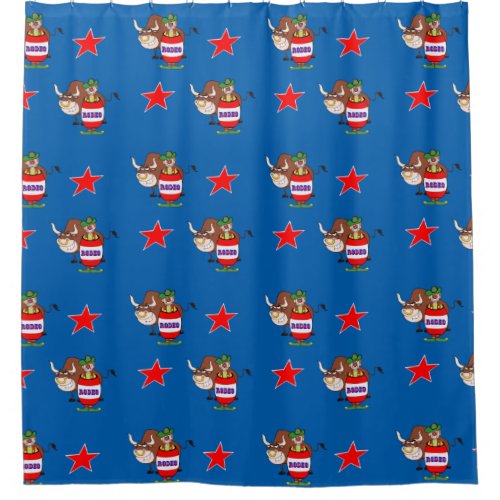 Rodeo Clown In Barrel And Bull Shower Curtain