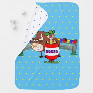 Rodeo Clown With Bull Light Blue Baby Blanket