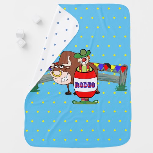 Rodeo Clown With Bull Light Blue Baby Blanket