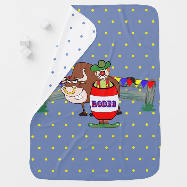 Rodeo Clown With Bull Stroller Blanket (In Situ)