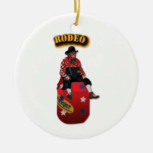 Rodeo Clowns with Text Ceramic Ornament